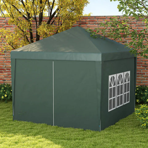 Rootz Camping Gazebo - Wedding Party - Canopy Tent Marquee - Pop Up Gazebo - Carry Bag - Windows - Steel Frame - Green - 2.95 x 2.95 m x 2.58m