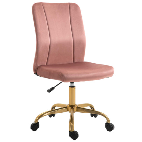 Rootz Office Chair - Ergonomic Chair - Rotating Desk Chair - Velvet Comfort - 56cm x 60cm x 92-102cm - Pink and Gold