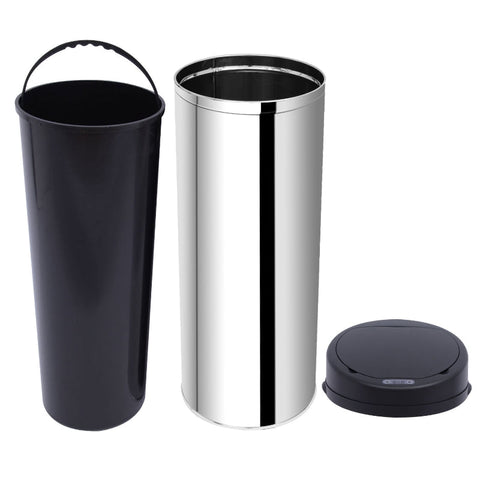 Rootz Stainless Steel Automatic Sensor Rubbish Bin - Touchless Trash Can - Smart Waste Bin - Hygienic, Durable, Convenient - Ø30.5 x H81.5 cm - Stainless Steel, ABS, PP
