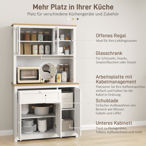 Rootz Kitchen Cabinet - Pantry Storage - Country House Style - Space-Saving - 100 x 40 x 180 cm - Brown+ White - MDF & Chipboard