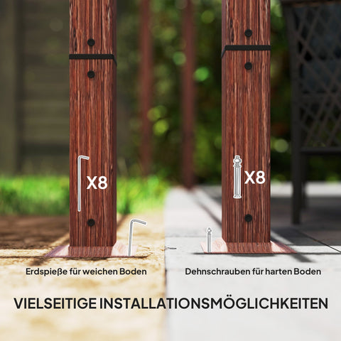 Rootz 3x3 m Garden Pergola - Terrace Canopy - Patio Cover - UPF30+ Sun Protection - Aluminum Frame - 299x296x232 cm