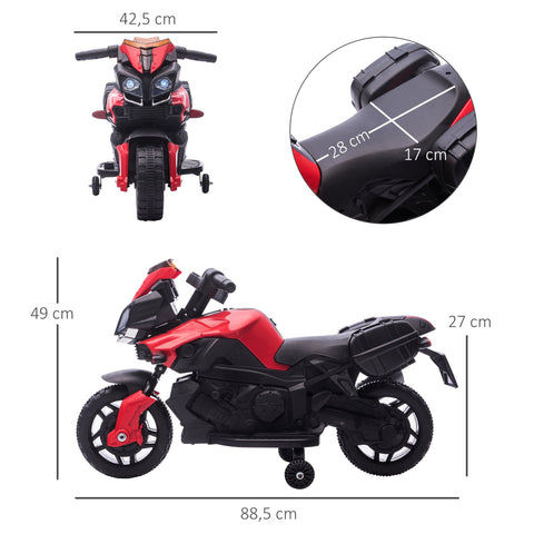 Rootz Children's Electric Motorcycle - Kid's Ride-On Bike - 6V Battery-Powered Vehicle - Light & Sound - 88.5x42.5x49cm - Red/Black