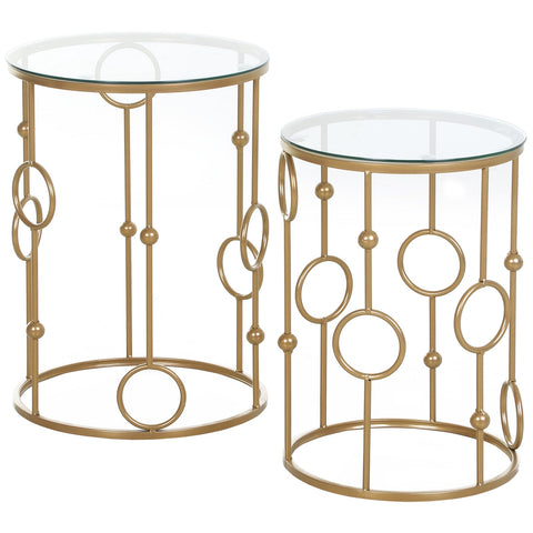 Rootz Side Tables Set - Round Coffee Tables - Art Deco Style - Elegant Design - Ø41x57cm, Ø36x51cm