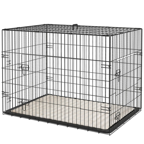 Rootz Dog Cage - Transport Cage - Foldable Dog Carrier - Safe Locks - 91cm x 62cm x 68cm - Black
