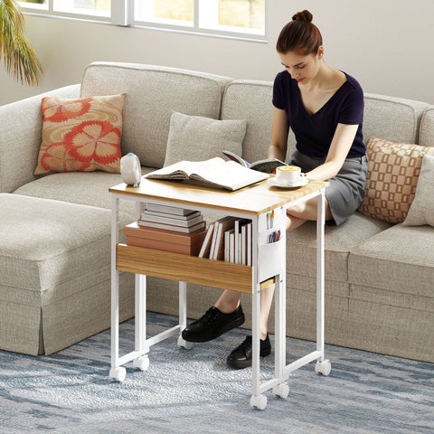 Rootz Foldable Desk - Convertible Side Table - Space-Saving Open Shelf - Optimal Room Utilization - 63cm x 50cm x 75cm Folded Out