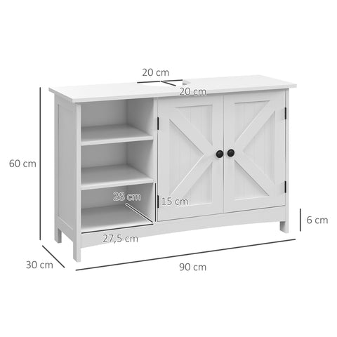 Rootz Bathroom Under Vanity Cabinet - Classic Style - Adjustable Shelves - Maximum Storage - 90x30x60cm White