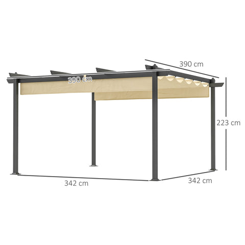 Rootz Adjustable Garden Pergola Gazebo - Outdoor Canopy - Pavilion - UPF30+ Protection - 390cm x 390cm x 223cm