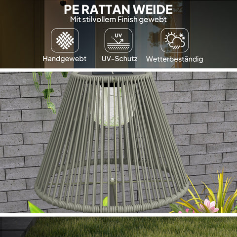 Rootz Rattan Solar Lamp - Boho Garden Light - Outdoor Solar Lantern - Warm White Light - Ø33 x 135cm