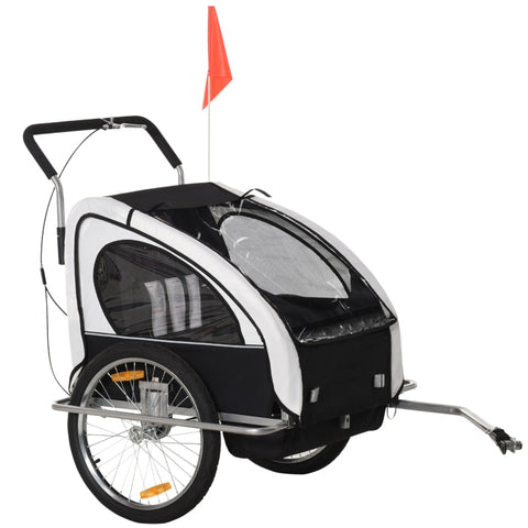Rootz Children's Bicycle Trailer - Kids Bike Trailer - Child Transporter - Safety Belts - Full Suspension - Weather Protection - 142cm x 85cm x 105cm