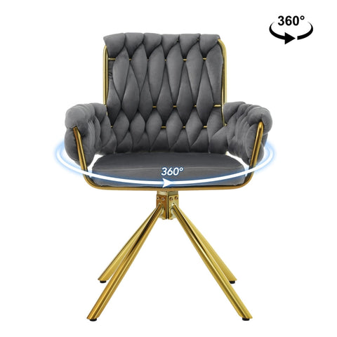 Rootz Velvet Dining Chair - Swivel Chair - Modern Armchair - 360° Rotation - 63cm x 50cm x 87cm