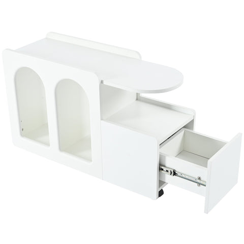 Rootz White Side Cabinet - Storage Trolley - Rolling Cart - High Stability - 82x30x53 cm