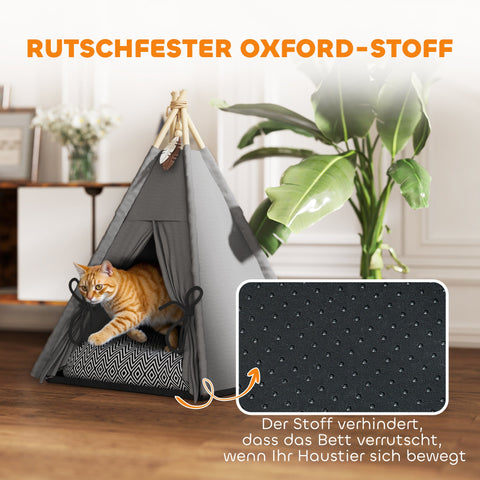 Rootz Tipi Tent for Pets - Animal Beds - Cat Tent - Cozy Retreat - 60cm x 60cm x 76cm