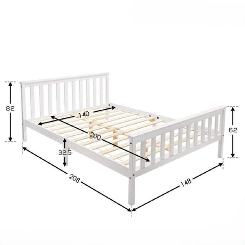 Rootz Wooden Bed Frame - Elegant Bed - Robust Bed - High Load Capacity - 148L x 208W x 82H cm