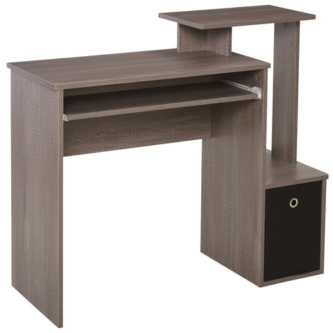 Rootz Computer Desk - Workstation - Study Table - Multi-Shelves & Keyboard Tray - 100cm x 40cm x 86.6cm - Black & Grey Chipboard