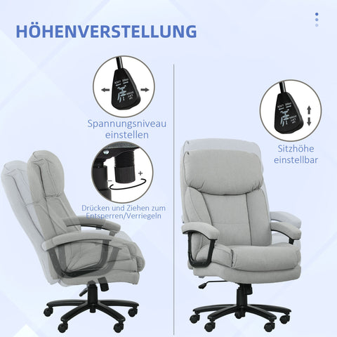 Rootz Large High Office Chair - Desk Armchair - Ergonomic Seating - 200kg Capacity - Grey - 68.5cm x 79cm x 117-125cm