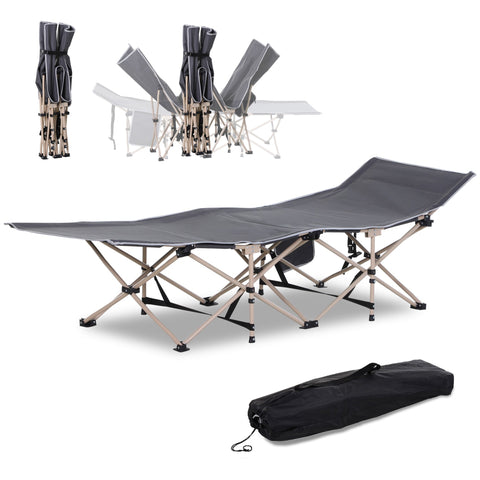 Rootz Field Bed - Camping Bed - Foldable Bed - Weather-Resistant - Easy Transport - 190x68x52cm, Grey