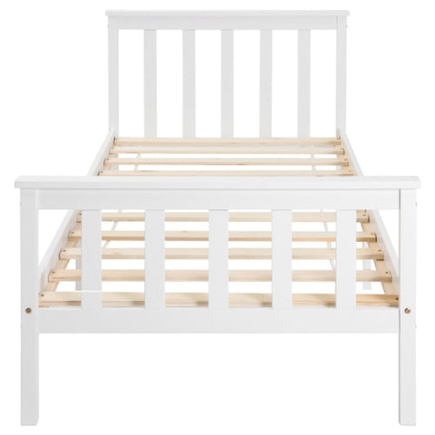 Rootz White Single Bed - Minimalist Bed Frame - Elegant Pine Bed - Durable Design - 208L x 96W x 82H cm