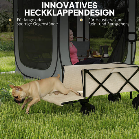 Rootz Garden Car - Foldable Transport Cart - Resilient Handcart - 100kg Capacity - 90cm x 48cm x 92cm - Brown Oxford Fabric