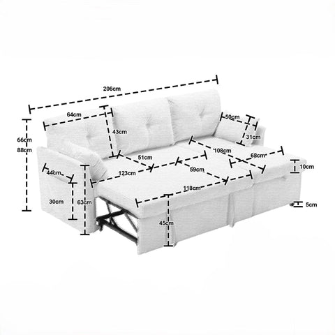 Rootz Pink Velvet Sofa Bed - Multifunctional Couch - Convertible Sleeper - Hidden Storage - 206cm x 108cm x 88cm