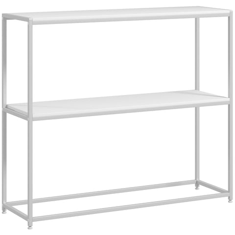 Rootz Console Table - Entryway Table - Hallway Table - Modern Design - 100 x 30 x 87 cm White - Steel with 2 Shelves for Stylish Storage