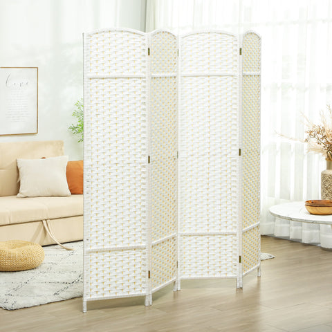 Rootz Room Divider - Space Separator - Privacy Screen - Pine Wood Durability - 160 x 1.6 x 170 cm - White and Foldable with Chic Web Pattern