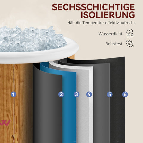 Rootz Ice Bathtub - Inflatable Ice Cream Tray - Muscle Recovery Tub - Optimal Cold Therapy - Ø85 x 75cm, 300L - Includes Carrying Bag & Air Pump