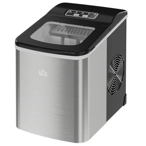 Rootz Kitchen Appliances - Ice Cube Machine - Dispenser - Ice Balls - 1 Ice Basket - Ice Tray - Ice Scoop - PS - Plastic - Stainless Steel - Silver-Black - 21.2L x 29.5W x 32.6H cm