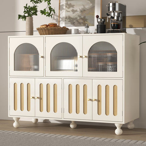 Rootz Modern Sideboard Cabinet - Dining Room Storage - Piano Key Design - Durable MDF - 120cm x 40cm x 90cm
