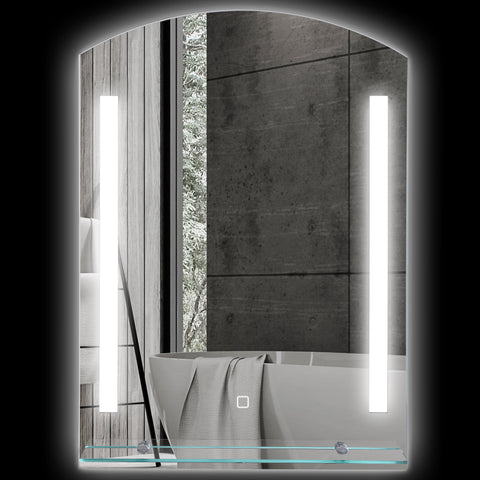 Rootz Bathroom Mirror with LED Lighting - Illuminated Wall Mirror - LED Vanity Mirror - Touch Switch - 50L x 12W x 70H cm
