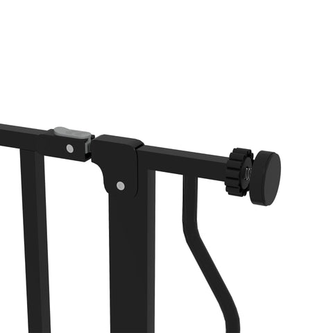 Rootz Pet Safety Gate - Dog Door Barrier - Stair Gate - Steel and ABS - Double Locking System - Expandable - 75cm to 115cm - 73L x 76H cm