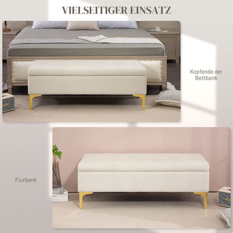 Rootz Upholstered Storage Bench - Bed Bench - Window Bench - Velvet-like Finish - 120cm x 44cm x 44.5cm