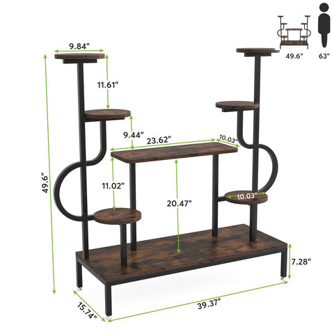 Rootz Plant Display Shelving Unit - Plant Stand - Plant Organizer - Tall 8-Tier Design - 40 cm D x 100 cm W x 126 cm H