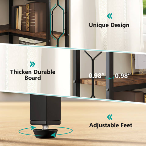 Rootz 7-Tier Corner Shelf - Space-Saving Bookcase - Hexagonal Storage Unit - Enhances Organization - 60cm D x 60cm W x 200cm H