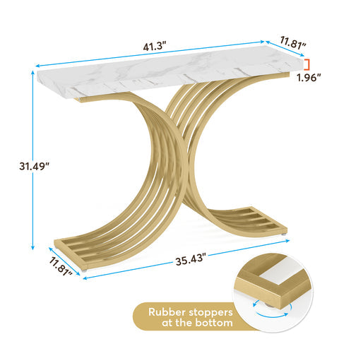 Rootz Faux Marble Console Table - Entry Table - Sofa Table - Luxury Touch - 100.0 cm L x 30.0 cm D x 82.5 cm H.