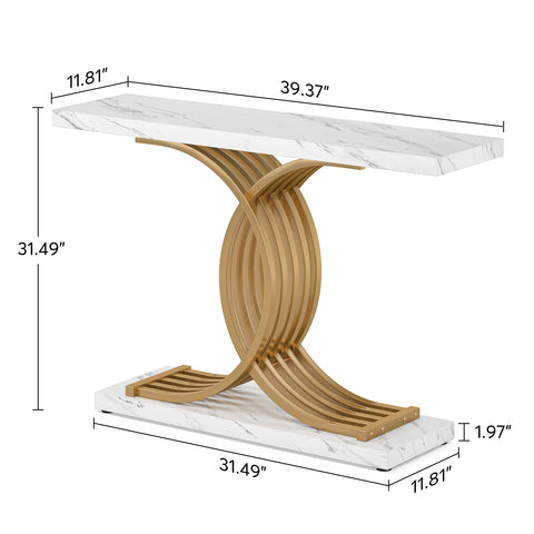 Rootz Luxurious Modern Console Table - Hallway Table - Entry Table - Faux Marble Texture - Waterproof & Sturdy -100 cm L x 30 cm W x 80 cm H