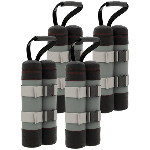 Rootz Gazebo - Gazebo Sandbags - Sandbags Set of 4 - Sand Free with Straps - Oxford Polyester - Weatherproof - Black - 20L x 10W x 43H cm