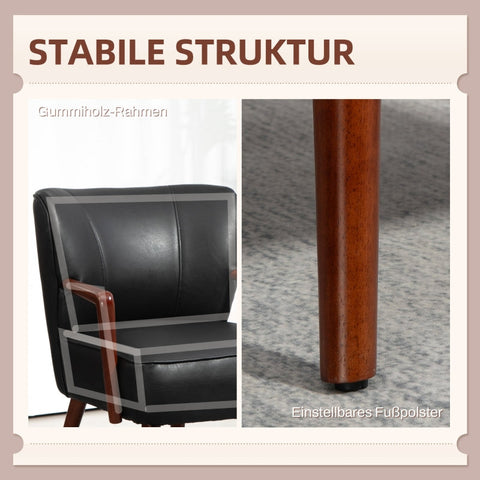 Rootz Accent Chair - Decorative Armchair - Lounge Chair - Faux Leather - 67cm x 77cm x 80cm - Easy Assembly - Rubberwood Frame