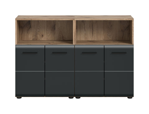 Rootz Bathroom Combo Set - Vanity Unit - Storage Cabinets - Ample Storage - 120x80x30 cm - Black and Brown Imitation