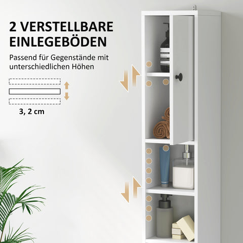 Rootz High Slim Bathroom Cabinet - Storage Organizer - Space Saver - Maximizes Space - 20cm x 20cm x 178cm, White