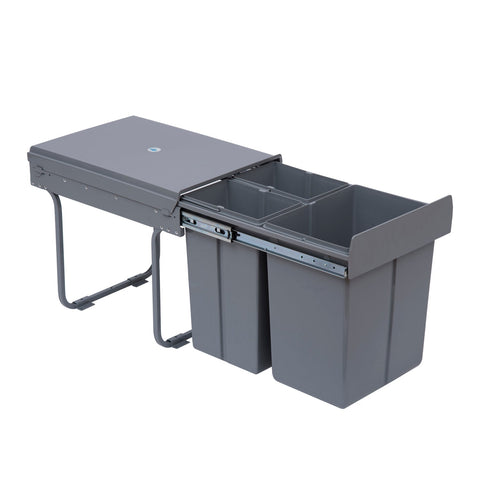 Rootz Built-in Rubbish Bin Set - Waste Separation - Recycling Bins - Space-Saving - 48cm x 34.2cm x 41.8cm