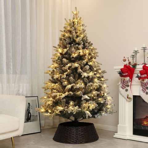 Rootz LED Christmas Tree - Snow-Covered Branches - Warm White Lights - Realistic Appearance - Flame-Retardant - Metal Base - Ø116 x 180H cm