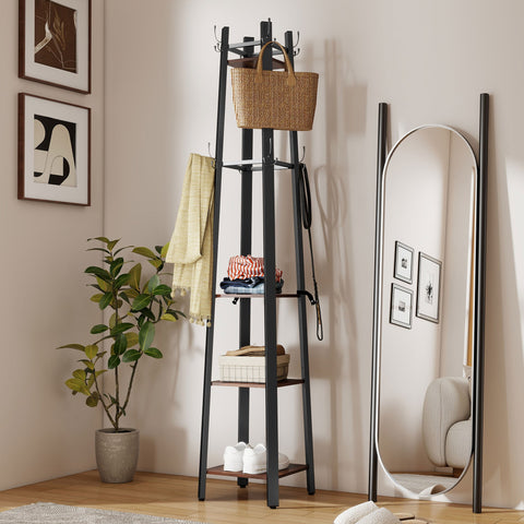 Rootz Wardrobe Stand - Free-Standing Clothes Rack - Industrial Coat Organizer - Space-Saving Design - 34.8cm x 34.8cm x 179cm