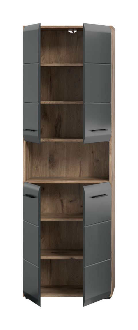 Rootz Tall Cabinet - Storage Cupboard - Organizer - Ample Storage - 60x185x30 cm