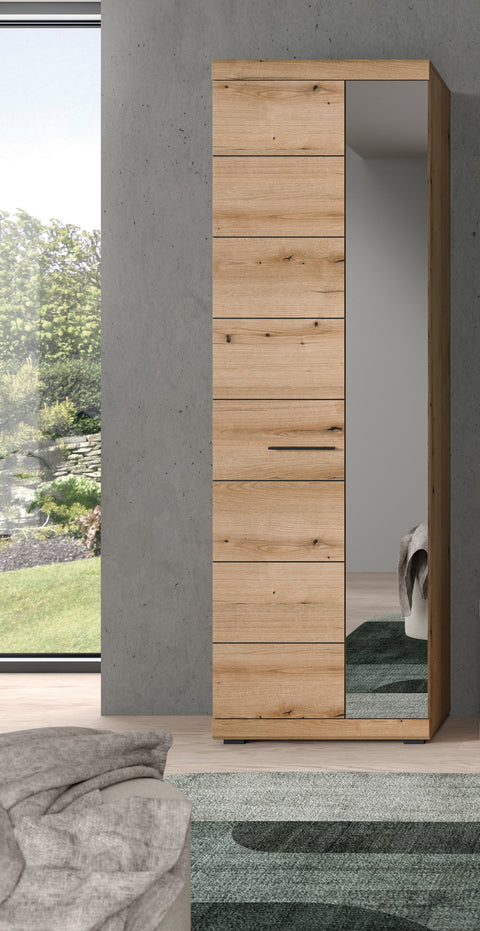 Rootz 62x197x37 cm Wardrobe - Closet - Storage Unit - Ample Space - Brown Finish