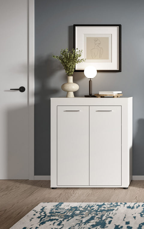 Rootz Shoe Cabinet - Footwear Storage - Shoe Organizer - Holds 12 Pairs - White Chipboard - 80x95x35cm