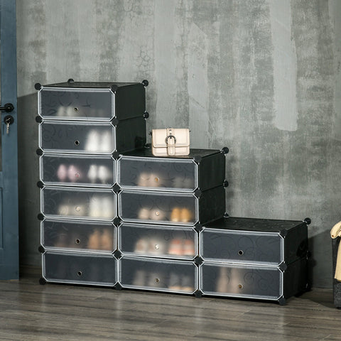 Rootz Shoe Rack - Storage Organizer - Shoe Shelf - Modular Design - Holds 24 Pairs - 94cm x 37cm x 108cm