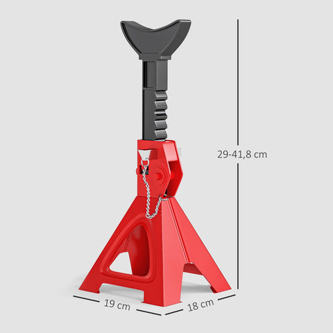 Rootz Shelter - Vehicle Support Stand - Adjustable Auto Stand - 3 Tons Load Capacity - Height Adjustable - Red - 19cm x 18cm x 29-41.8cm