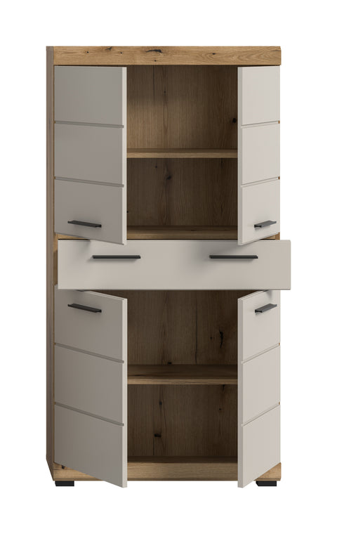 Rootz Midi Cabinet - Storage Unit - Versatile Furniture - Easy-care MDF - 74x141x31cm Brown