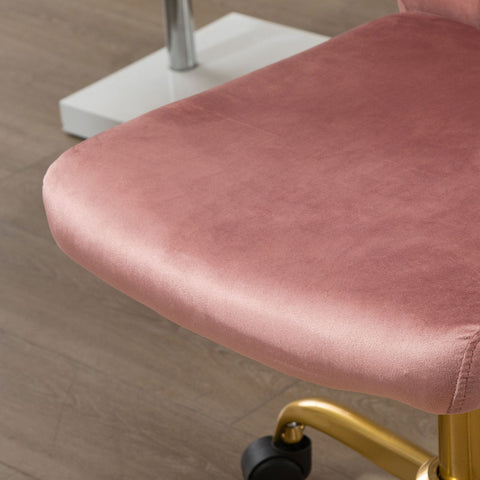 Rootz Office Chair - Ergonomic Chair - Rotating Desk Chair - Velvet Comfort - 56cm x 60cm x 92-102cm - Pink and Gold