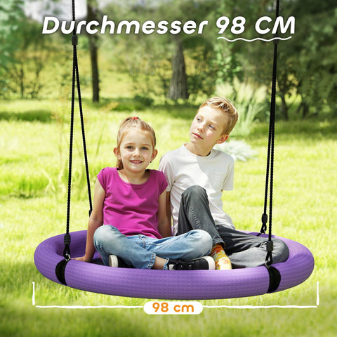 Rootz Nestscarkel Round Garden Swing - Children's Swing - Basket Swing - 150kg Capacity - Ø98 x 190h cm